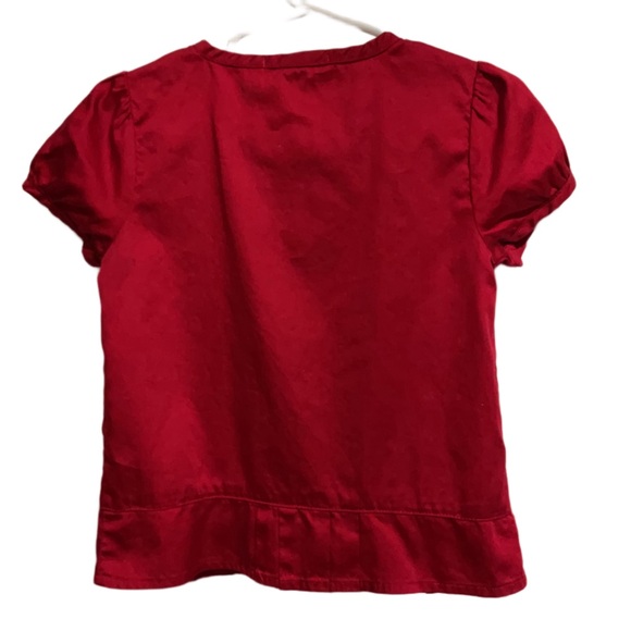 Janie and Jack Girls Button Up Shirt Red Short Sleeve - Picture 2 of 6